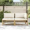 Image de vidaXL Ensemble de salon de jardin 2 pièces avec coussins Crème Blanc Bambou