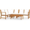 Image de vidaXL Ensemble de salon de jardin 5 pièces avec coussins Crème Bois massif Acacia