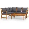 Image de vidaXL Ensemble de salon de jardin 4 pièces avec coussins en bois massif d'acacia