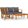 Image de vidaXL Ensemble de salon de jardin 4 pièces avec coussins en bois massif d'acacia