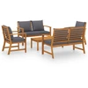Image de vidaXL Ensemble de salon de jardin 5 pièces avec coussins en bois massif d'acacia