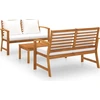 Image de vidaXL Ensemble de salon de jardin 3 pièces avec coussins en bois massif d'acacia
