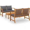 Image de vidaXL Ensemble de salon de jardin 3 pièces avec coussins en bois massif d'acacia