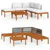 Image de vidaXL Ensemble salon de jardin 6 pièces avec coussins bois crème acacia & corde