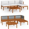Image de vidaXL Ensemble salon de jardin 5 pièces avec coussins bois crème acacia & corde