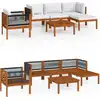 Image de vidaXL Ensemble salon de jardin 6 pièces avec coussins bois crème acacia & corde
