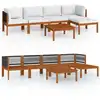 Image de vidaXL Ensemble salon de jardin 6 pièces avec coussins bois crème acacia & corde