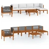 Image de vidaXL Ensemble salon de jardin 7 pièces avec coussins bois crème acacia & corde