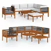 Image de vidaXL Ensemble salon de jardin 8 pièces avec coussins Bois crème Acacia & corde