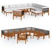 Image de vidaXL Ensemble salon de jardin 12 pièces avec coussins Bois crème Acacia & corde