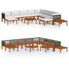 Image de vidaXL Ensemble salon de jardin 12 pièces avec coussins Bois crème Acacia & corde