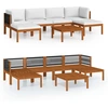 Image de vidaXL Ensemble salon de jardin 7 pièces avec coussins bois crème acacia & corde