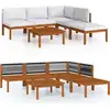 Image de vidaXL Ensemble salon de jardin 6 pièces avec coussins bois crème acacia & corde