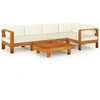 Image de vidaXL Ensemble salon de jardin 6 pièces avec coussins 100x60 cm bois d'acacia