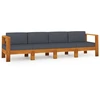 Image de vidaXL Canapé de jardin 4 places avec coussins gris foncé en bois massif d'acacia