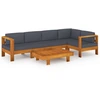 Image de vidaXL Ensemble de salon de jardin 6 pièces avec coussins gris foncé en bois d'acacia