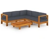 Image de vidaXL Ensemble de salon de jardin 6 pièces avec coussins gris foncé en bois d'acacia