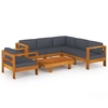 Image de vidaXL Ensemble de salon de jardin 7 pièces avec coussins gris foncé en bois d'acacia