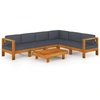 Image de vidaXL Ensemble de salon de jardin 7 pièces avec coussins gris foncé en bois d'acacia