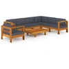 Image de vidaXL Ensemble de salon de jardin 8 pièces avec coussins gris foncé en bois d'acacia