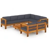 Image de vidaXL Ensemble de salon de jardin 8 pièces avec coussins gris foncé en bois d'acacia