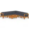 Image de vidaXL Ensemble de salon de jardin 8 pièces avec coussins gris foncé en bois d'acacia