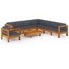 Image de vidaXL 9-tlg. Garten-Lounge-Set mit Dunkelgrauen Auflagen Akazienholz