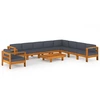Image de vidaXL Ensemble de salon de jardin 10 pièces avec coussins gris foncé en bois d'acacia
