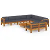Image de vidaXL Ensemble de salon de jardin 10 pièces avec coussins gris foncé en bois d'acacia