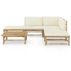 Image de vidaXL Ensemble de salon de jardin 6 pièces avec coussins blanc crème en bambou