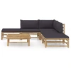 Image de vidaXL Ensemble de salon de jardin 6 pièces avec coussins gris foncé en bambou