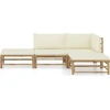 Image de vidaXL Ensemble de salon de jardin 4 pièces avec coussins blanc crème en bambou