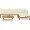 Image de vidaXL Ensemble de salon de jardin 5 pièces avec coussins blanc crème en bambou