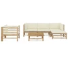 Image de vidaXL Ensemble de salon de jardin 6 pièces avec coussins blanc crème en bambou