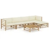 Image de vidaXL Ensemble de salon de jardin 6 pièces avec coussins blanc crème en bambou