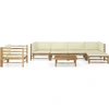Image de vidaXL Ensemble de salon de jardin 7 pièces avec coussins blanc crème en bambou