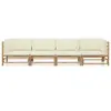 Image de vidaXL Ensemble de salon de jardin 4 pièces avec coussins blanc crème en bambou