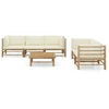 Image de vidaXL Ensemble de salon de jardin 6 pièces avec coussins blanc crème en bambou