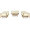 Image de vidaXL Ensemble de salon de jardin 9 pièces avec coussins blanc crème en bambou