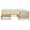 Image de vidaXL Ensemble de salon de jardin 6 pièces avec coussins blanc crème en bambou