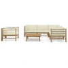 Image de vidaXL Ensemble de salon de jardin 7 pièces avec coussins blanc crème en bambou