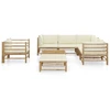 Image de vidaXL Ensemble de salon de jardin 8 pièces avec coussins blanc crème en bambou
