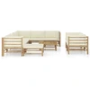 Image de vidaXL Ensemble de salon de jardin 10 pièces avec coussins blanc crème en bambou
