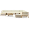 Image de vidaXL Ensemble de salon de jardin 11 pièces avec coussins blanc crème en bambou