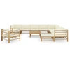 Image de vidaXL Ensemble de salon de jardin 12 pièces avec coussins blanc crème en bambou