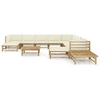 Image de vidaXL Ensemble de salon de jardin 12 pièces avec coussins blanc crème en bambou