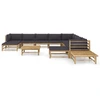 Image de vidaXL Ensemble de salon de jardin 12 pièces avec coussins gris foncé en bambou