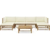 Image de vidaXL Ensemble de salon de jardin 7 pièces avec coussins blanc crème en bambou