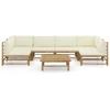 Image de vidaXL Ensemble de salon de jardin 7 pièces avec coussins blanc crème en bambou
