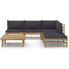 Image de vidaXL Ensemble de salon de jardin 6 pièces avec coussins gris foncé en bambou